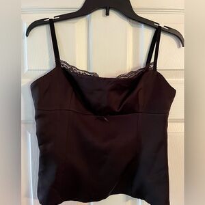 Zara Black Satin Lace-Trim Cami